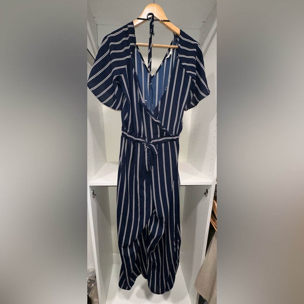 Blush Navy and White Striped Jumpsuit